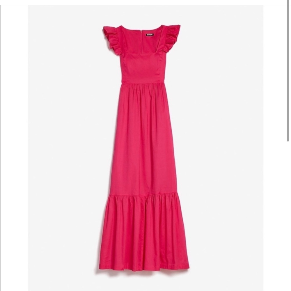 Express 100% Cotton Tiered Maxi Dress Ruffle Sleeve Size L - Picture 4 of 16